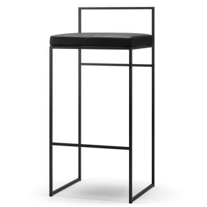 Department Barkruk met Rugleuning 90 cm Zwart/ Zwart Leer