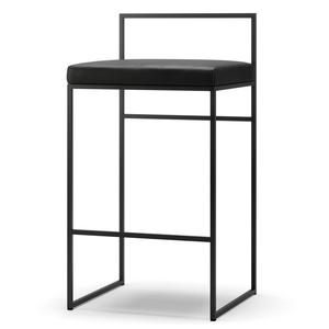 Department Barkruk met Rugleuning 80 cm Zwart/ Zwart Leer