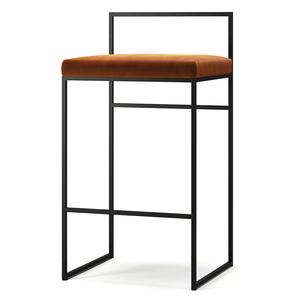 Department Barkruk met Rugleuning 80 cm Zwart/ Koper Gloed Velours