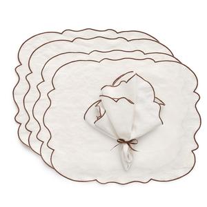 Decotique Gia Placemats & Servetten Set van 4 Bruin/Wit