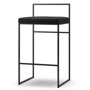 Department Barkruk met Rugleuning 80 cm Zwart/ Zwart Fluweel