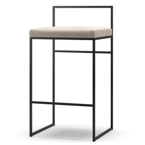 Department Barkruk met Rugleuning 80 cm Zwart/ Beige Fluweel