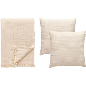 Decotique Crinkle Kussen & Plaid Set Beige
