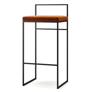 Department Barkruk met Rugleuning 90 cm Zwart/ Koper Gloed Velours