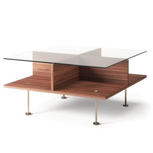 Decotique Vogue salontafel 70x70 Walnoot/ Messing