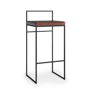 Department Barkruk met Rugleuning 90 cm Zwart/bruin Leer