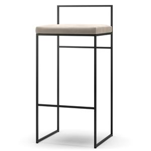 Department Barkruk met Rugleuning 90 cm Zwart/ Beige Fluweel