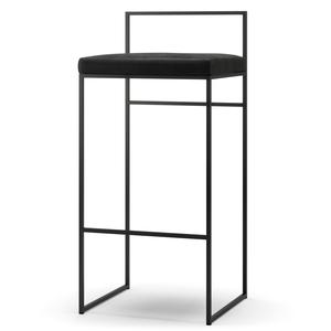 Department Barkruk met Rugleuning 90 cm Zwart/ Zwart Fluweel