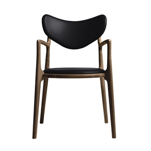 Ro Collection Salon Eetkamerstoel Gestoffeerd Gerookt Eiken/ Zwart Leer