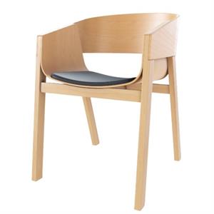 TON Merano Fauteuil met Zitting van Prescott-leer in Zwart/natuurkleur