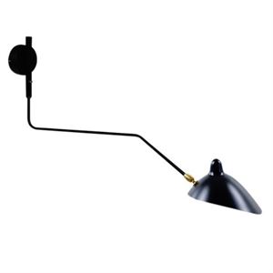 Serge Mouille Applique 1 Wandlamp Zwart & Messing met Knik