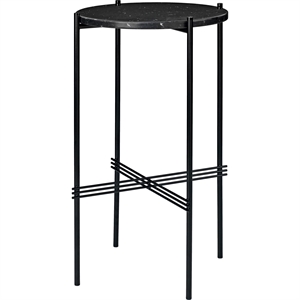 GUBI TS Console Tafel Round Ø40 cm M. Zwart Lampenvoet en Zwart Marquina Marmeren Blad