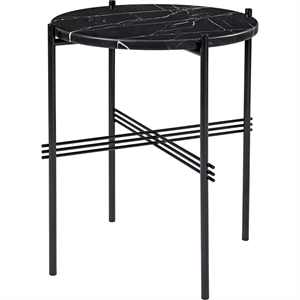GUBI TS Salontafel Round Ø40 cm M. Zwart Lampenvoet en Zwart Marquina Marmeren Blad