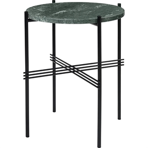 GUBI TS Salontafel Round Ø40 cm M. Zwart Lampenvoet en Groen Guatemala Marble Top