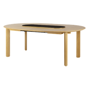 Umage Comfort Circle Ripples Eettafel met Uitschuifbaar Eiken/ Zwart/ Messing