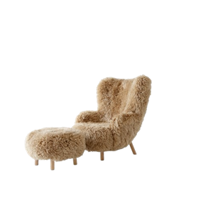 &Tradition Petra VB3 Fauteuil Schapenvacht Honing 50/Geolied Eiken Incl. ATD1 Bladerdeeg