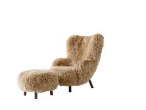 &Tradition Petra VB3 Fauteuil Schapenvacht Honing 50/Geolied Walnoot Incl. ATD1 Bladerdeeg