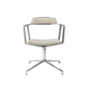 Vipp 452 Draaistoel met Vloerglijders Aluminium/ Golvend Gebroken Wit/ Licht Grijs