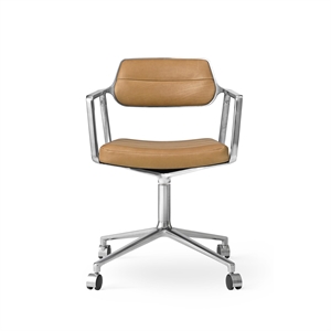 Vipp 453 Draaistoel met Wielen Aluminium/ Zand Leer
