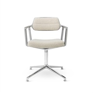 Vipp 453 Draaistoel met Vloerglijders Aluminium/ Golvend Gebroken Wit/ Licht Grijs