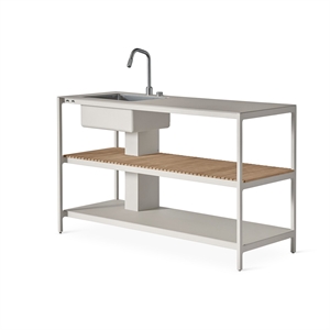 Vipp 742 Openluchtkeukenmodule Groot met Spoelbak Aluminium/Teak