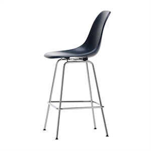 Vitra Eames Fiberglass Barkruk Medium Blauw/ Chroom